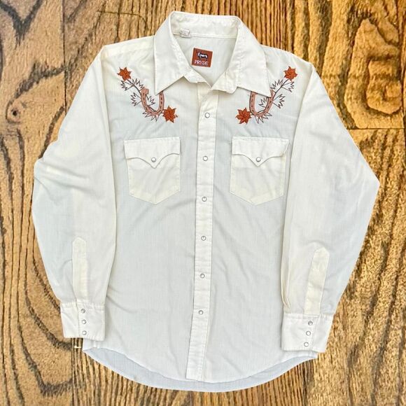 Vintage 70’s Western Embroidered Pearl Snap Button Up Shirt - Picture 1 of 8